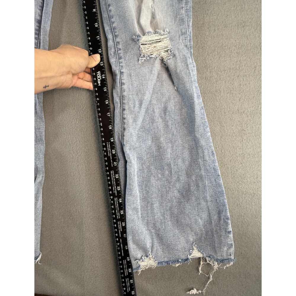BKE Parker Jeans Womens 27x32 Light Wash Blue High Rise Flare Distressed Denim - Picture 7 of 12